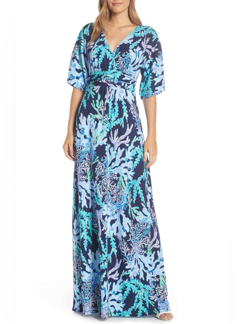 Lilly Pulitzer Parigi Long Maxi Dress Deep Indigo Swish & Sway Medium NEW